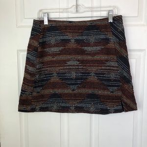 Rust and Navy Southwestern Print Tweed Look Cato Mini Skirt